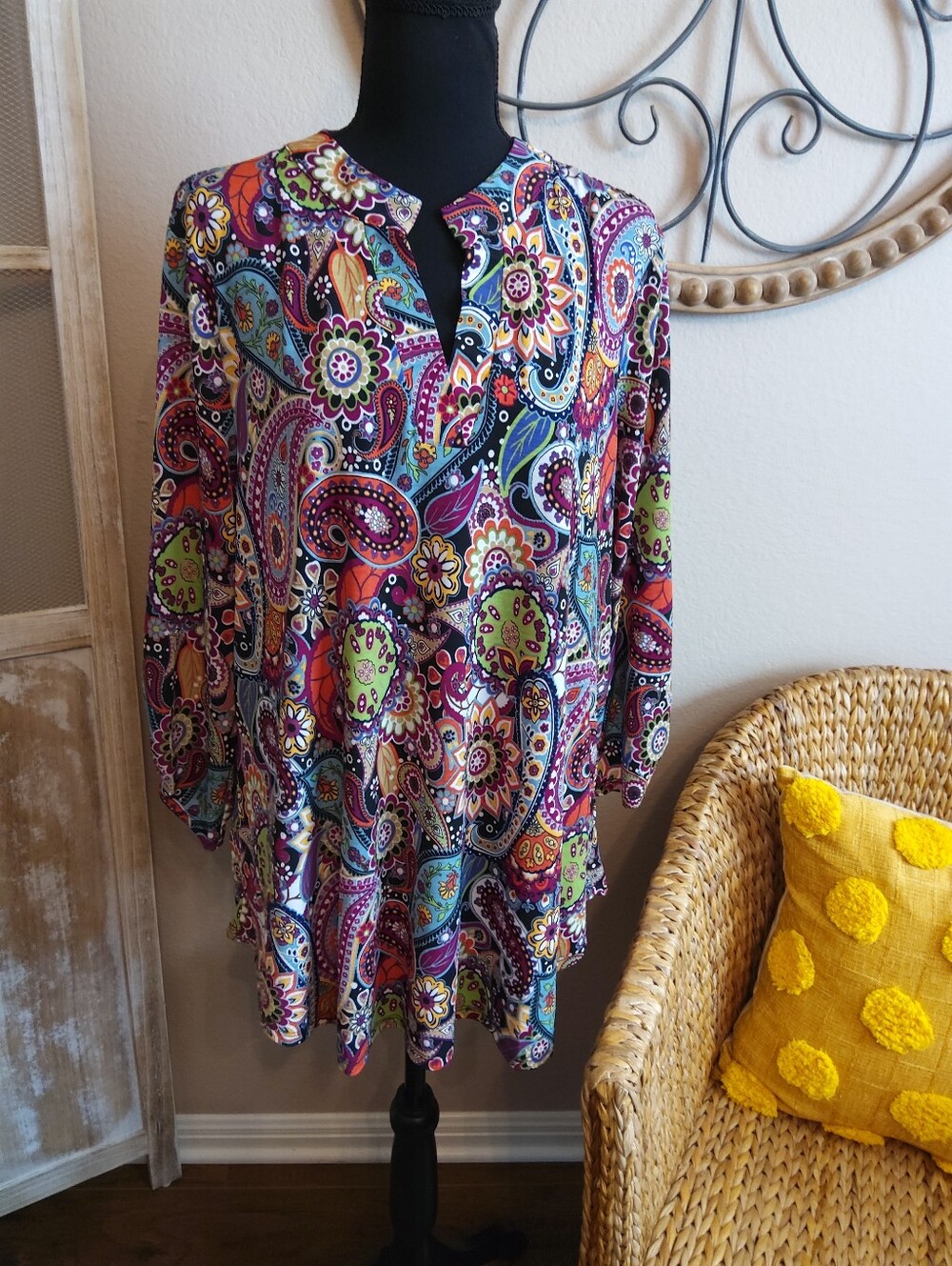 Dear Scarlett Multicolor Paisley Tunic - Purple, Blue, Green, Orange